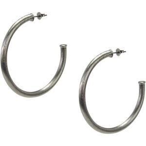 Sheila Fajl Everybody's Favorite 2" Hoop Earrings Brushed Gunmetal Plated NEW